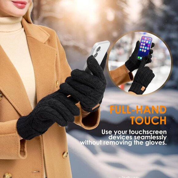 Warm and Stylish Fleece-Lined Women’s Touchscreen Gloves for Winter Activities - Picture 3 of 7